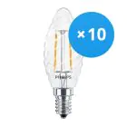 Mehrfachpackung 10x Philips Corepro LED Kerze E14 Gedreht Kerze Fadenlampe Klar 2W 250lm - 827 Extra Warmweiß | Ersatz für 25W