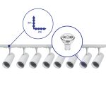 Ensemble complet Rail Monophasé Rail L 2 x 2 Mètre Blanc | incl. 8x Spot + GU10 2700K 3W Dimmable + Embout, Connecteur d’Alimentation et L -Connecteur