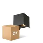 Pack duo D'Lite Applique Murale Elingen Aluminium Noir 4.9W 290lm - 830 Blanc Chaud | IP65 - Détecteur De Lumière